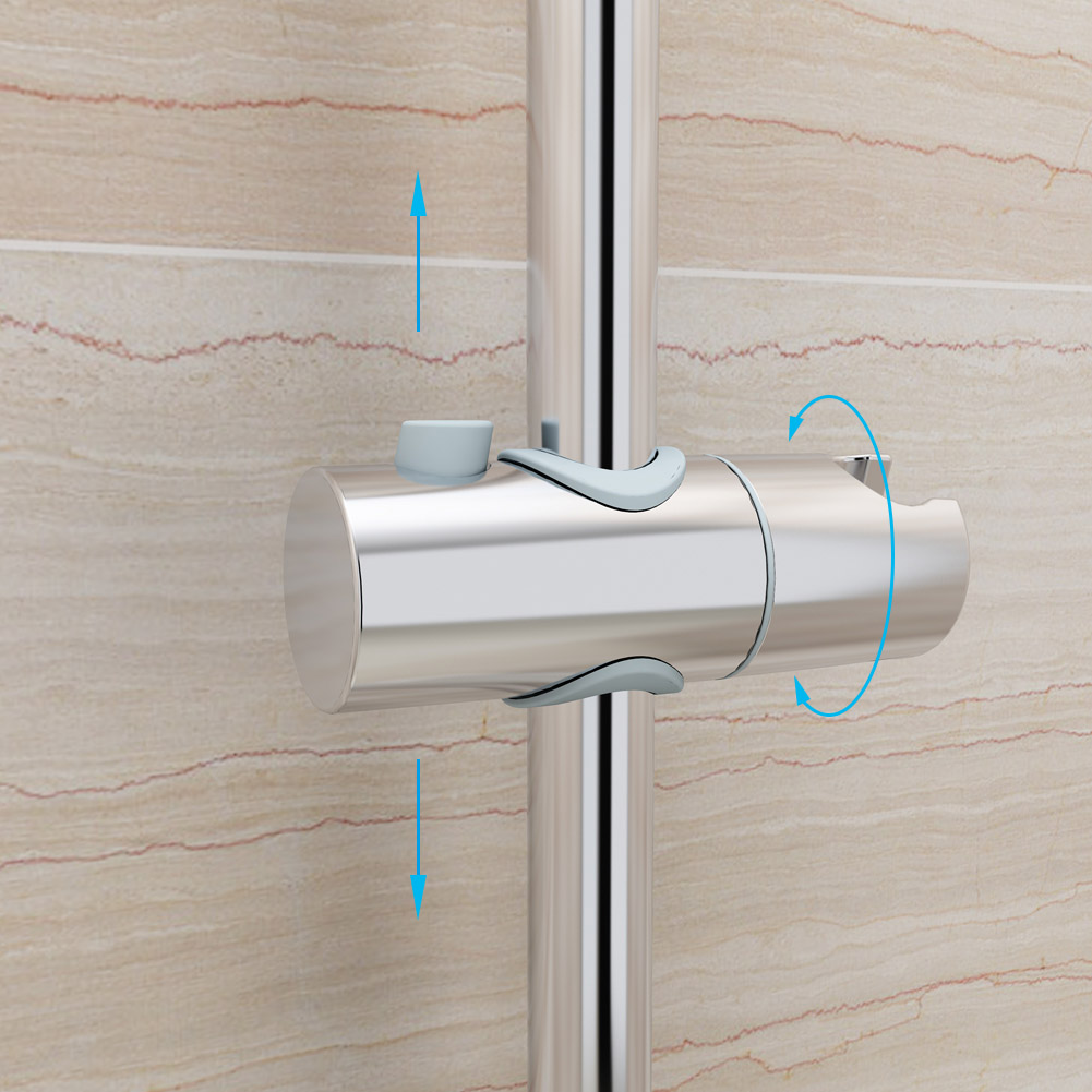 Chrome slide adjustable shower riser rails bar round bracket with 1.5m